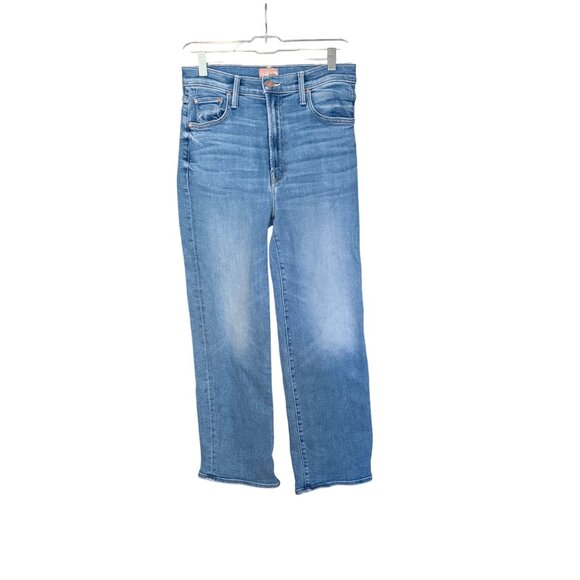 Mother Denim The Rambler Zip Flood Womens High-Waisted Blue Denim Jeans in Out o - Picture 3 of 9